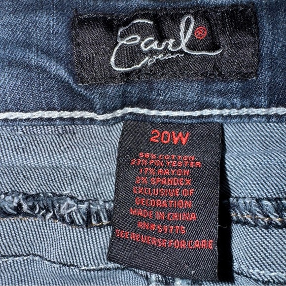 Earl Women’s Denim Jeans SZ 20W Fancy Back Pockets Faded Whiskering Wide Leg - Picture 5 of 8